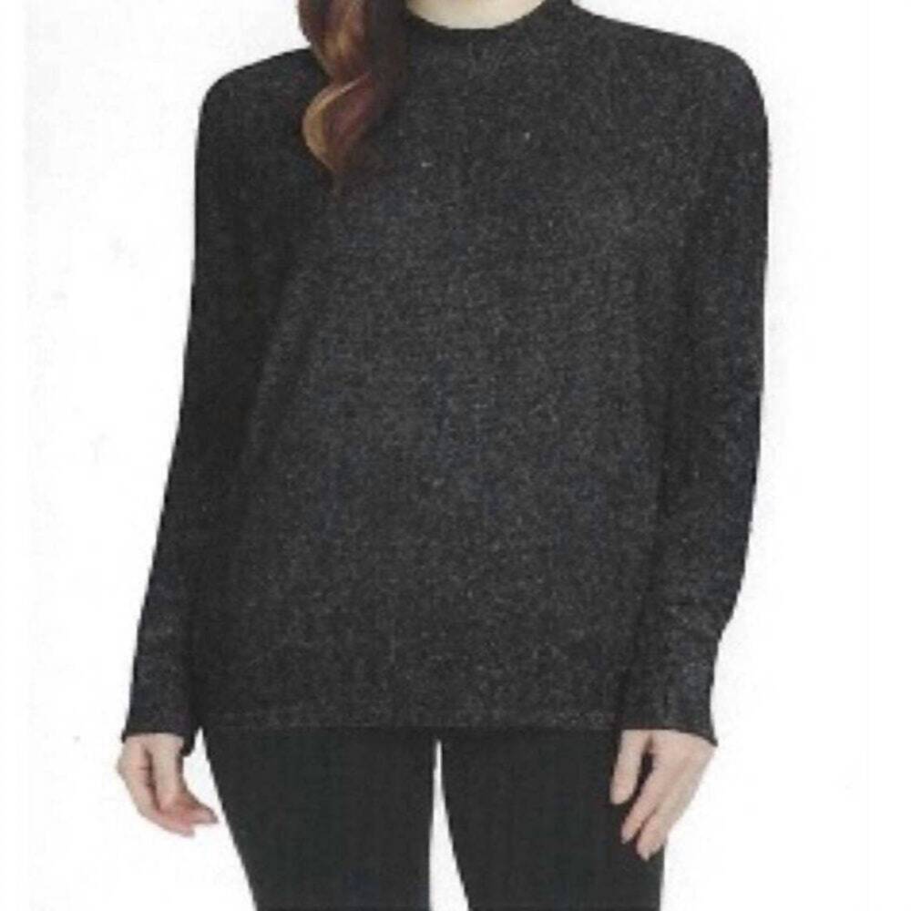 NEW MATTY M women's waffle thermal pullover sweatshirt in charcoal